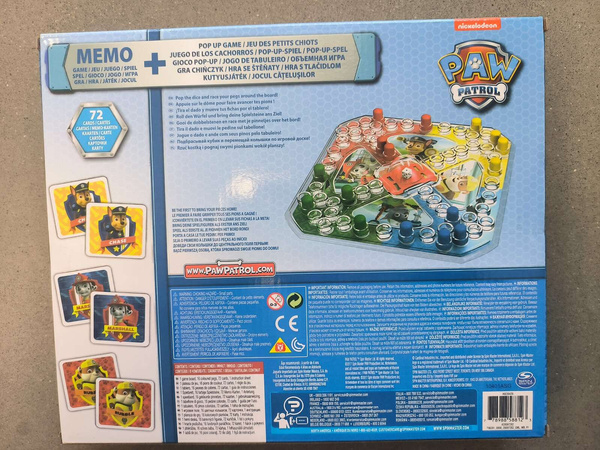 OUTLET Psi Patrol Zestaw gier Gra planszowa Chińczyk Pop Up Pamięciowa Memo Memory NIEKOMPLETNA