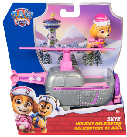 Psi Patrol świąteczny Pojazd z figurką Skye Helikopter i Figurka + maskotka Skye 15 cm