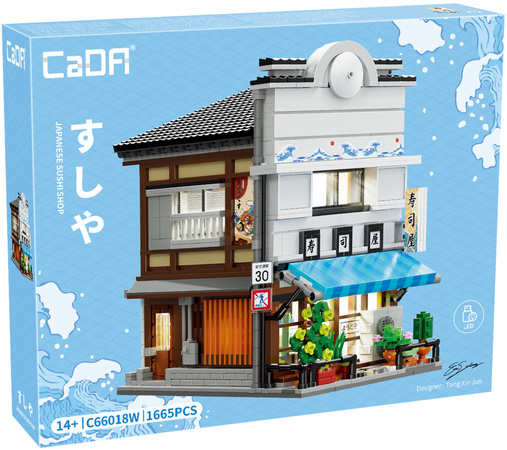 Klocki Konstrukcyjne CaDA Sklep z Sushi Budynek w japońskim stylu światło LED 1665 elementów C66018W