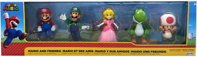 Super Mario figurki zestaw Mario, Luigi, Peach, Yoshi, Toad