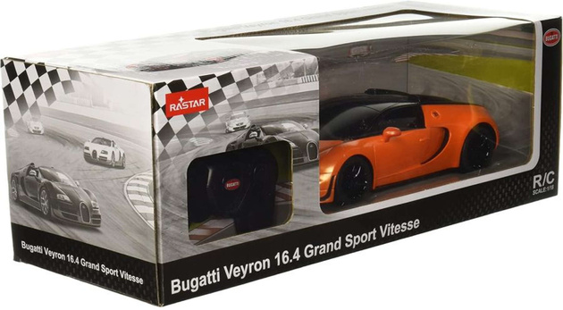 Zdalnie sterowane auto Bugatti Veyron 16.4 Grand Sport Vitesse RC pomarańczowy pojazd sportowy 1:18 Rastar