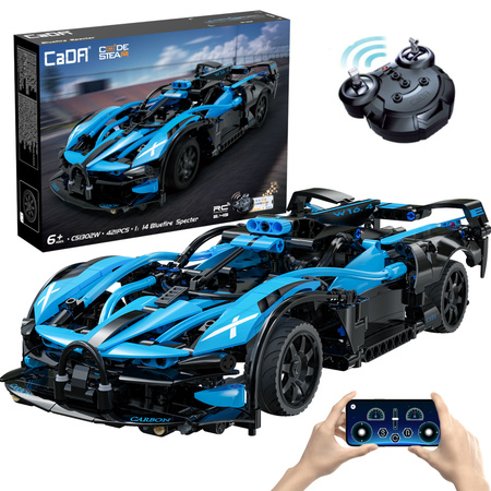 Klocki konstrukcyjne CaDA wyścigówka Samochód wyścigowy zdalnie sterowany Bluefire Specter Auto sportowe 421 elementów RC