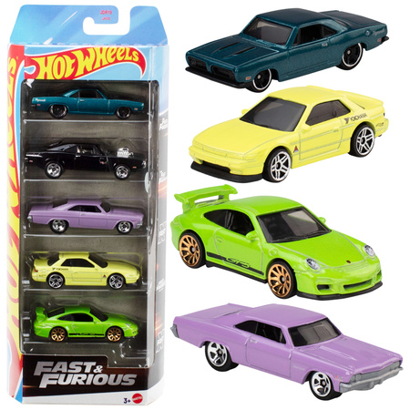 Hot Wheels Szybcy i Wściekli Zestaw pojazdów Fast and Furious 5 metalowych autek