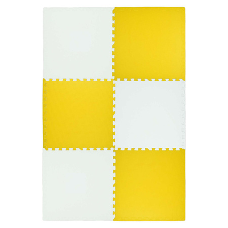Mata piankowa podłogowa Humbi 180x60 Duże puzzle piankowe wodoodporne bezpieczne 6 szt. żółty, biały