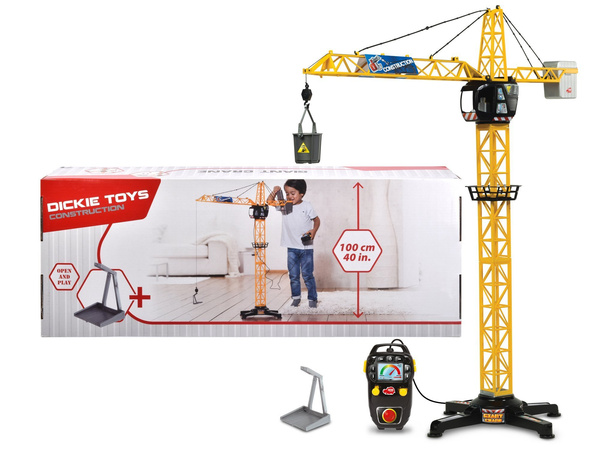 Żuraw Dźwig budowlany dla dzieci 100 cm sterowany pilotem z dźwiękiem