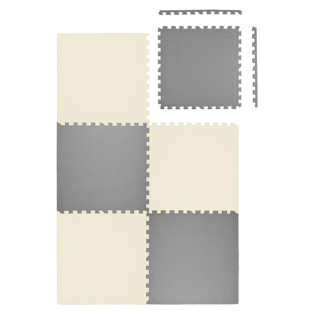 Mata piankowa podłogowa Humbi 180x120 Duże puzzle piankowe wodoodporne bezpieczne 6 szt. ciemnoszary, kremowy