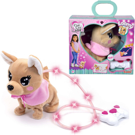 OUTLET Chi Chi Love Interaktywny Piesek Chihuahua Loomy z pilotem Dźwięk Świecąca smycz 18 cm 3+ PRODUKT WADLIWY