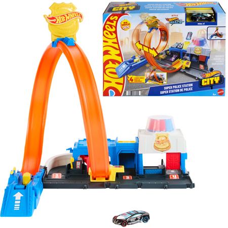 Hot Wheels City Posterunek Policji Super Pętla tor samochodowy + pojazd