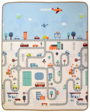 Humbi Dwustronna edukacyjna mata piankowa Uliczki Zwierzęta 150 x 180 x 1 cm pastelowa
