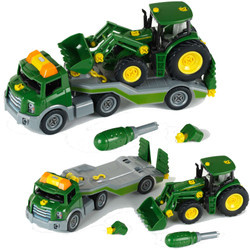 Traktor Do Skręcania Z Lawetą John Deere Zestaw Klein