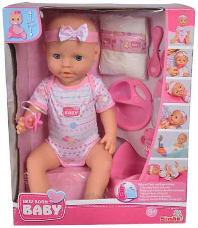 New Born Baby Lalka funkcyjna bobas pije sika 43 cm z nocniczkiem i akcesoriami