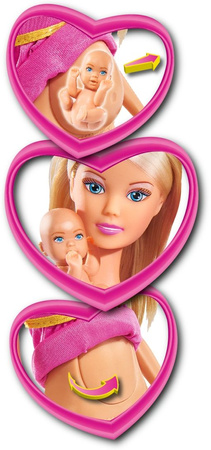 Zestaw szczęśliwa rodzina Lalka Steffi w ciąży Kevin, laleczka Evi, bobas i akcesoria