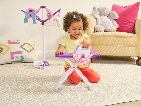 Deska do prasowania żelazko suszarka kosz duży zestaw dla dzieci