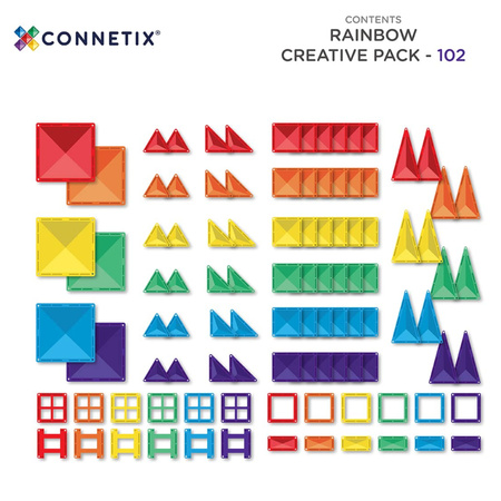 CONNETIX Rainbow Creative Pack Kreatywne klocki magnetyczne 102 elementy