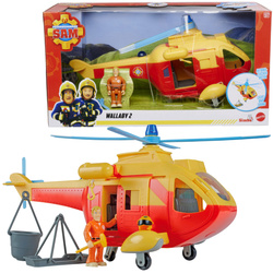 Zestaw Strażak Sam Żółty Helikopter ratunkowy Wallaby 2 światło dźwięk + figurka i akcesoria 3+ Simba