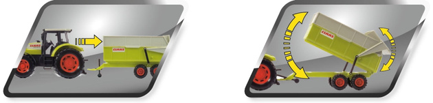 Duży traktor Claas Ares z ruchomą przyczepą 55 cm