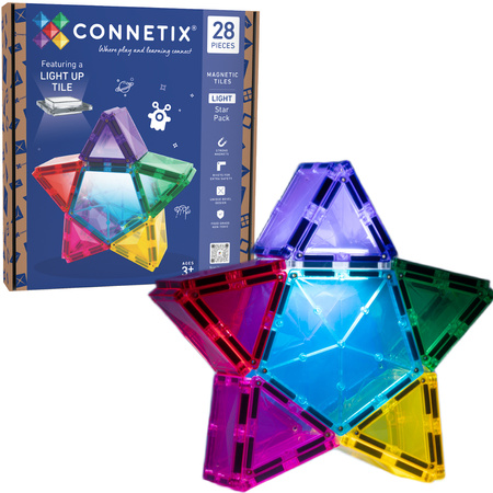 CONNETIX Light Star Pack Kreatywne klocki magnetyczne z podświetleniem 28 elementów