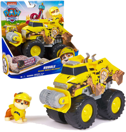 Psi Patrol Rubble Rescue Wheels Terenówka Pojazd Budowlany Z Figurką 6cm Monster Truck Buldożer