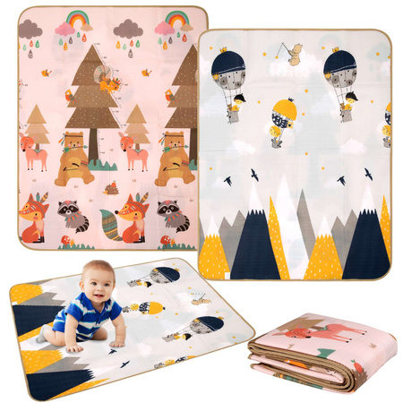 Dwustronna piankowa mata edukacyjna z pianki EPE 150 x 180 cm góry zwierzęta