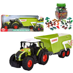 Duży interaktywny traktor ciągnik z przyczepą Claas światło/dźwięk 64 cm