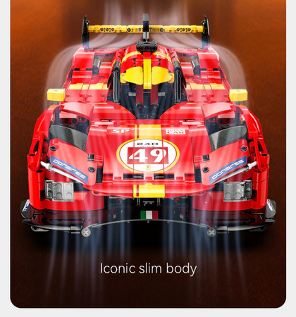 Klocki konstrukcyjne CaDA Zdalnie sterowany samochód 51 cm Auto wyścigowe Blazing Flame Pojazd 1518 elementów C63008W z napędem Power System