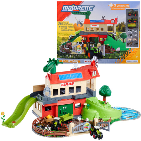 Duży Zestaw farma Claas zagroda 3 pojazdy rolnicze figurki zwierząt + akcesoria