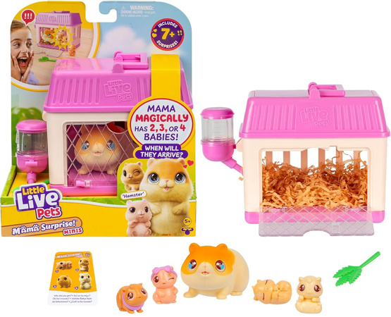 Little Live Pets zabawkowe zwierzątko chomik mama + małe chomiki i akcesoria