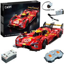 Klocki konstrukcyjne CaDA Zdalnie sterowany samochód 51 cm Auto wyścigowe Blazing Flame Pojazd 1518 elementów C63008W z napędem Power System