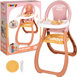 Smoby Baby Nurse Krzesełko do karmienia dla Lalek Zestaw dla Małych Opiekunek