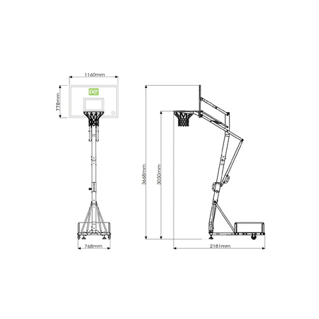 Kosz do gry Koszykówka Regulowany zestaw do wsadów stojący przenośny na kółkach Galaxy 116x77 cm