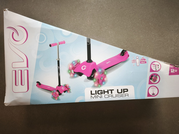 OUTLET EVO Regulowana Trójkołowa Hulajnoga dla Dzieci Light Up Mini Cruiser Różowy Świecące kółka USZKODZONE OPAKOWANIE