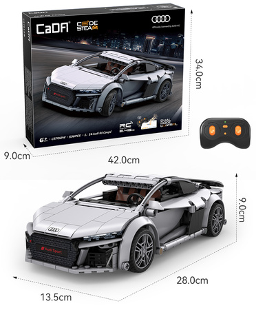 Klocki konstrukcyjne CaDA wyścigówka Samochód wyścigowy zdalnie sterowany Audi R8 Coupe Auto sportowe 536 elementów RC