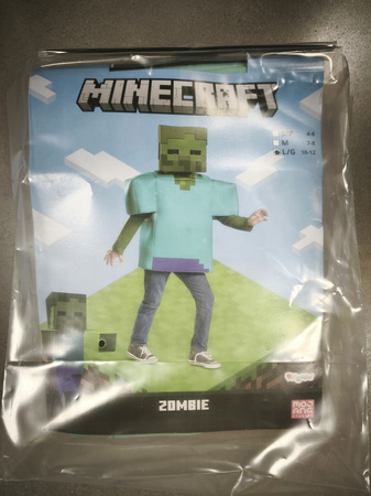 OUTLET Minecraft strój karnawałowy dla chłopca Zombie kostium przebranie 134-146 cm (10-12 lat) NIEKOPLETNY