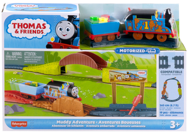 Zestaw Tomek i Przyjaciele Błotna Przygoda Tomka lokomotywa z napędem + tory