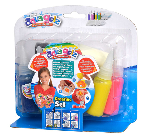 Aqua Gelz Zestaw Kreatywny morskie stworzenia 7 kolorów żeli z foremkami + towarzyska gra planszowa chińczyk Pop Up Koci Domek Gabi i Memo