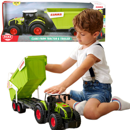 Duży interaktywny traktor ciągnik z przyczepą Claas światło/dźwięk 64 cm