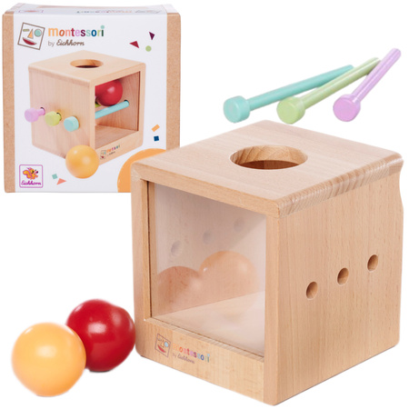 Montessori Drewniana Kostka z Kulkami Układanka dla Dzieci 6 elementów