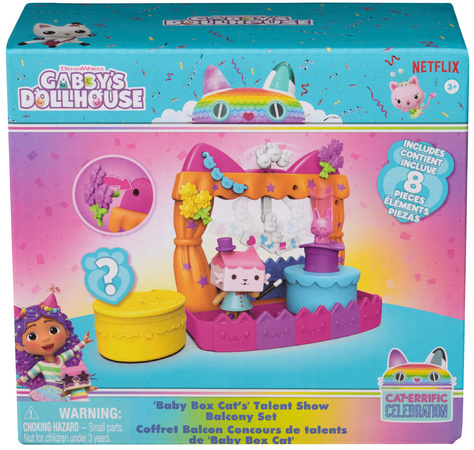 Koci domek Gabi zestaw Balkonik Pokaz Talentów figurka Tekturzątko + akcesoria