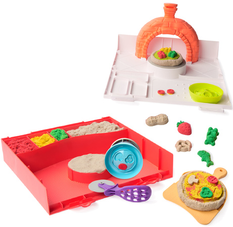 Piasek Kinetyczny Kinetic Sand Zestaw do tworzenia rosnącej pizzy SquishPizza 450 g piasku + akcesoria