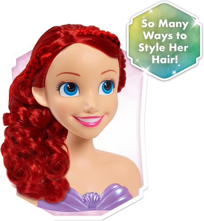 Lalka Głowa do stylizacji czesania włosów Księżniczka Disney Mała Syrenka Ariel Arielka Fryzjer + akcesoria