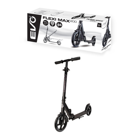Evo Dwukołowa Hulajnoga Miejska Flexi Max 200 Czarna ze Stopką i Paskiem 8+
