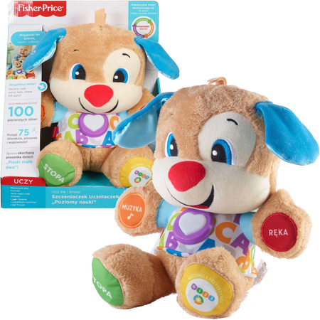 Ucz się i śmiej! Szczeniaczek uczniaczek interaktywny pluszak Poziomy nauki