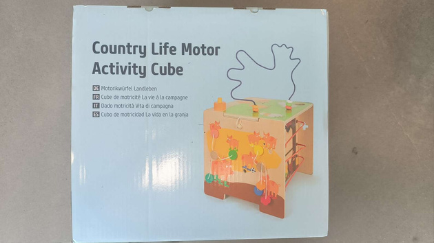 OUTLET Kostka aktywności drewniana farma XXL 62 cm przeplatanka sorter 5w1 duża NIEKOMPLETNA