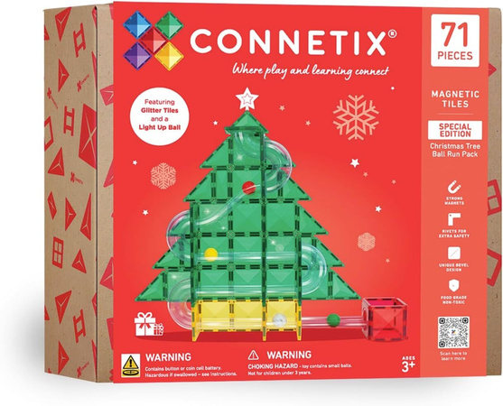CONNETIX Zestaw Świąteczny Christmas Tree Special Edition Ball Run Pack Kreatywne klocki magnetyczne 71 elementów