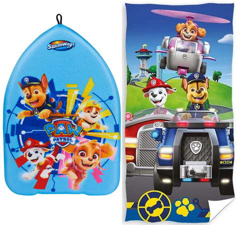 Zestaw Psi Patrol Deska do nauki plywania + ręcznik kąpielowy 70x140 cm
