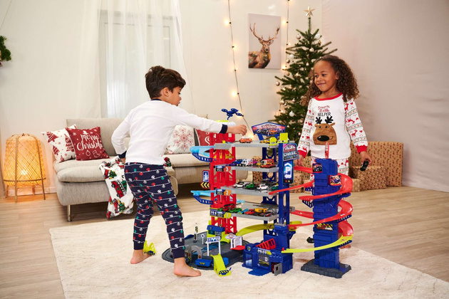 Duży Garaż Parking samochodowy Super Centrum Pościgu + 4 kolorowe auta Światło Dźwięk