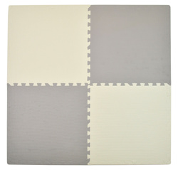 Mata piankowa podłogowa Humbi 120x120 Duże puzzle piankowe wodoodporne bezpieczne 4 szt. Kremowo - Szara