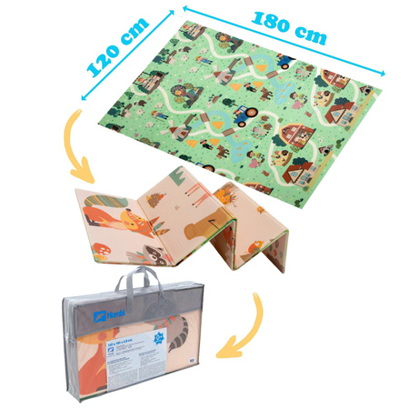 Dwustronna Składana Mata Edukacyjna z pianki XPE Podłogowa Bezpieczna 120x180 wieś las Humbi