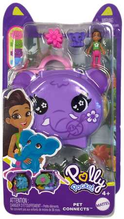 Polly Pocket Zestaw Kompaktowy Pet Connects Słonik figurki i akcesoria