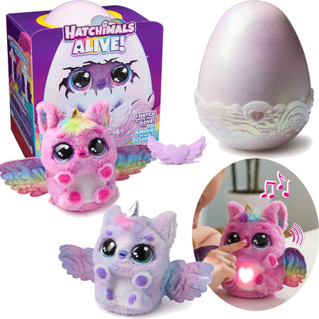 Hatchimals Alive Mystery Hatch Pufficorn- Magiczne Jajko Niespodzianka ze światłem i dźwiękiem